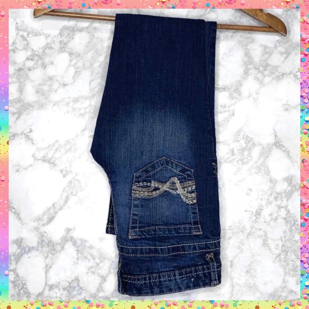 Rue21 Dark Wash Y2K Skinny Jeans Juniors 1/2 Low Rise Stretch Denim